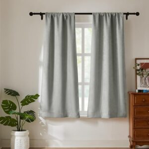 WRENSONGE Blackout Curtains for Bedroom, Grey Blackout Curtains 63 Inch Long for Living Room Windows Kitchen Room, Easy Rod Pocket Curtain Modern Room Darkening Curtains 4 Panels Set